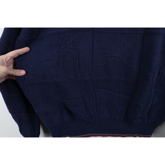 Vintage 90s Streetwear Mens 2XL Golf All Over Print Cotton Knit Sweater USA - Picture 6 of 14